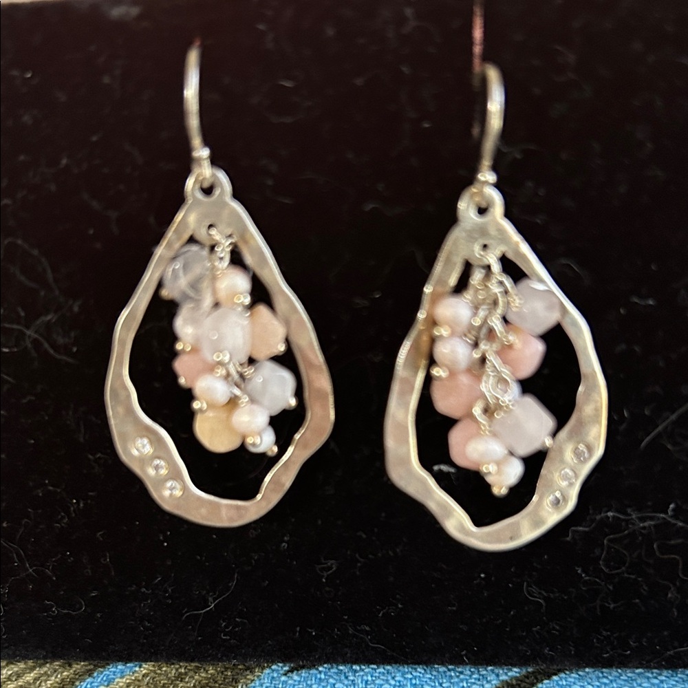 Silpada Vintage Rare Elegant Silver and Pink Dangle Earrings